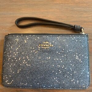 Coach Midnight Blue Glitter Wristlet